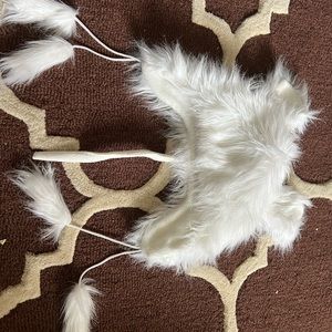 fur white hat with animal ears